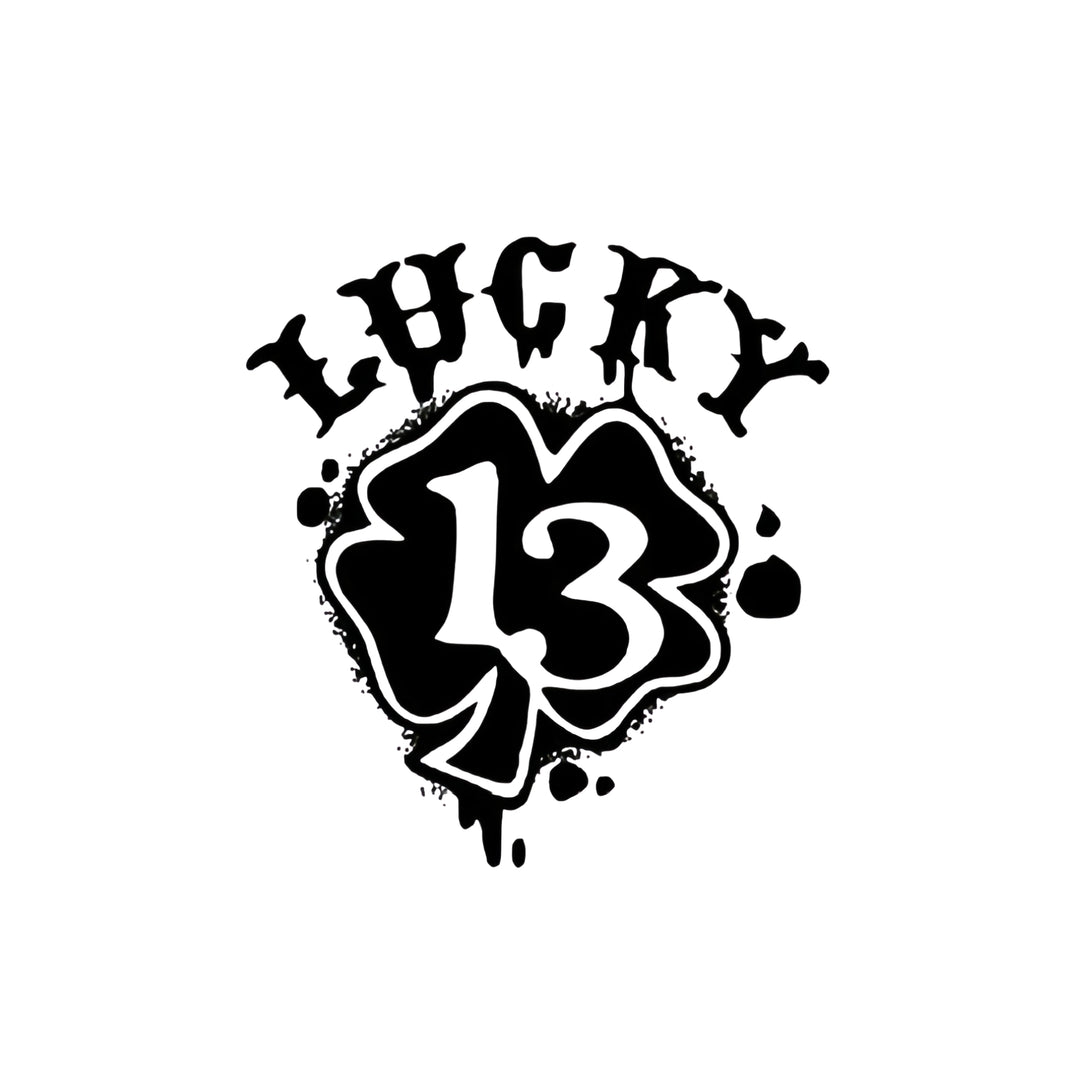 Temporary tattoo design of a lucky 13 clover with bold lettering.