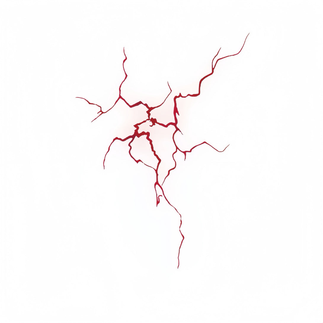 Temporary tattoo design of a red vein-like cracked pattern.