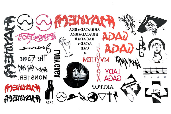 Lady Gaga temporary tattoo sticker bundle by Inknap